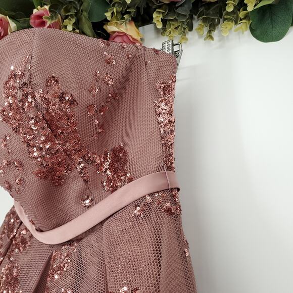 Alyce Paris Strapless Sequined Dress in Rosewood Size 10 - Picture 7 of 14